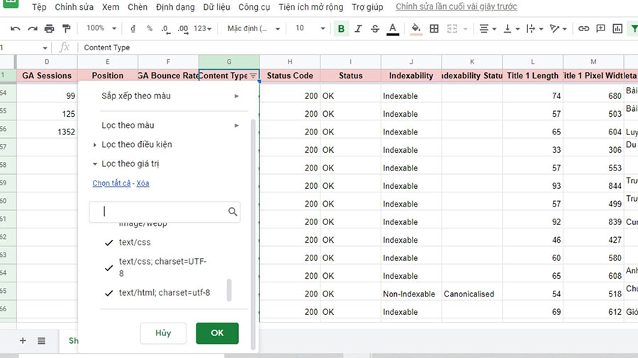 What is Audit Content? Detailed step-by-step instructions for Content Audit 22 Filter cells that contain the word “text” in the Content Type column