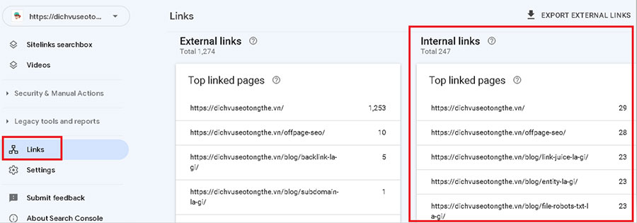 What is Internal Link? Guide to optimizing internal links to promote SEO 25 Check site authority with Google Search Console